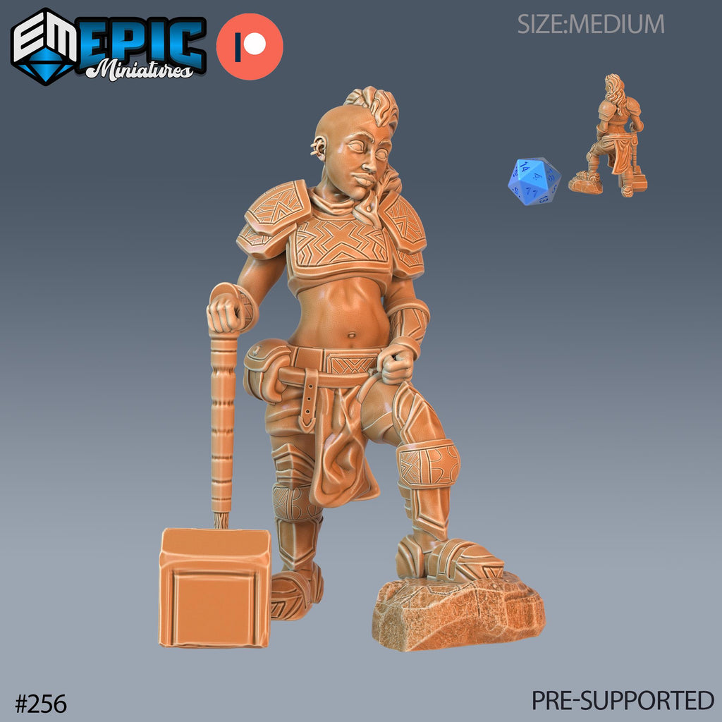 Dwarven War Maiden Set of 4 DND Minis | Sons of Midnight Collection | TTRPG | Ravenloft Waterdeep Mad Mage Cthulhu Phandelver Annihilation Option #256 front DND miniature  16k resin