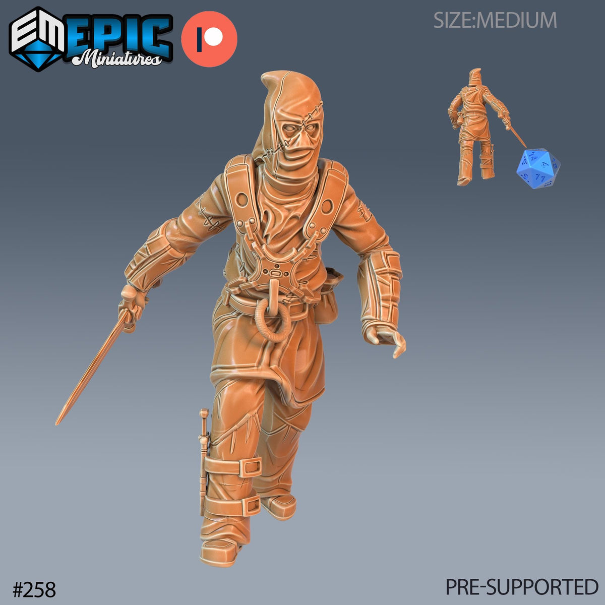 Masked Murderer Set of 3 DND Minis | Sons of Midnight Collection | TTRPG | Ravenloft Waterdeep Mad Mage Cthulhu Phandelver Annihilation Option #258 front DND miniature  16k resin