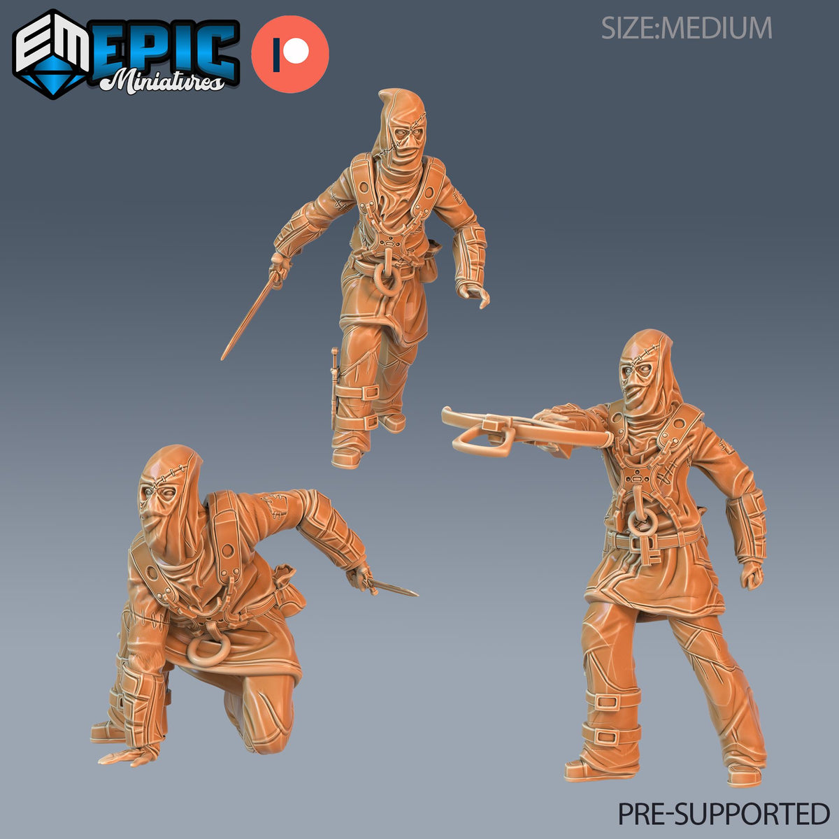 Masked Murderer Set of 3 DND Minis | Sons of Midnight Collection | TTRPG | Ravenloft Waterdeep Mad Mage Cthulhu Phandelver Annihilation DND miniatures group photo