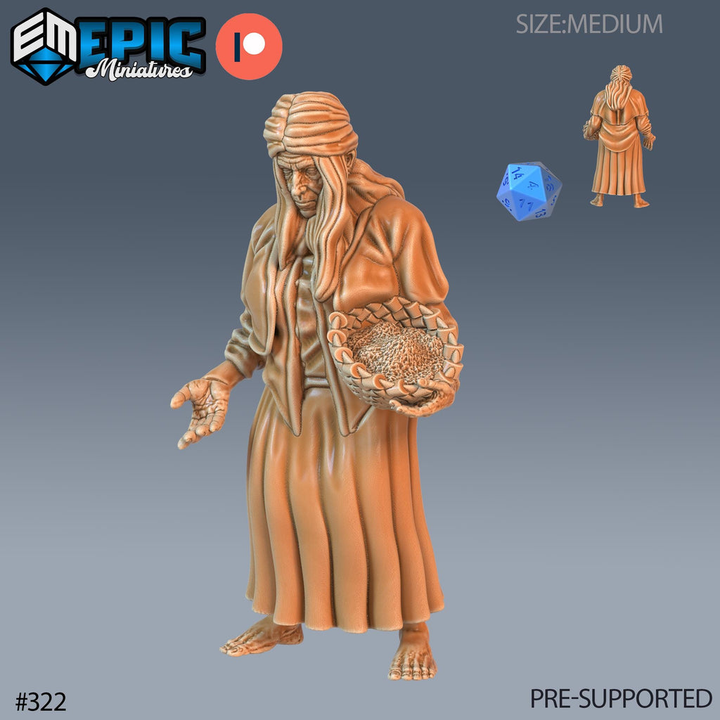 Villager Set of 16 DND Minis | Villager Collection | TTRPG | Blacksmith Innkeeper Waitress Farmer Huntress Shepherd Merchant Jester Priest Beggar front DND miniature  16k resin