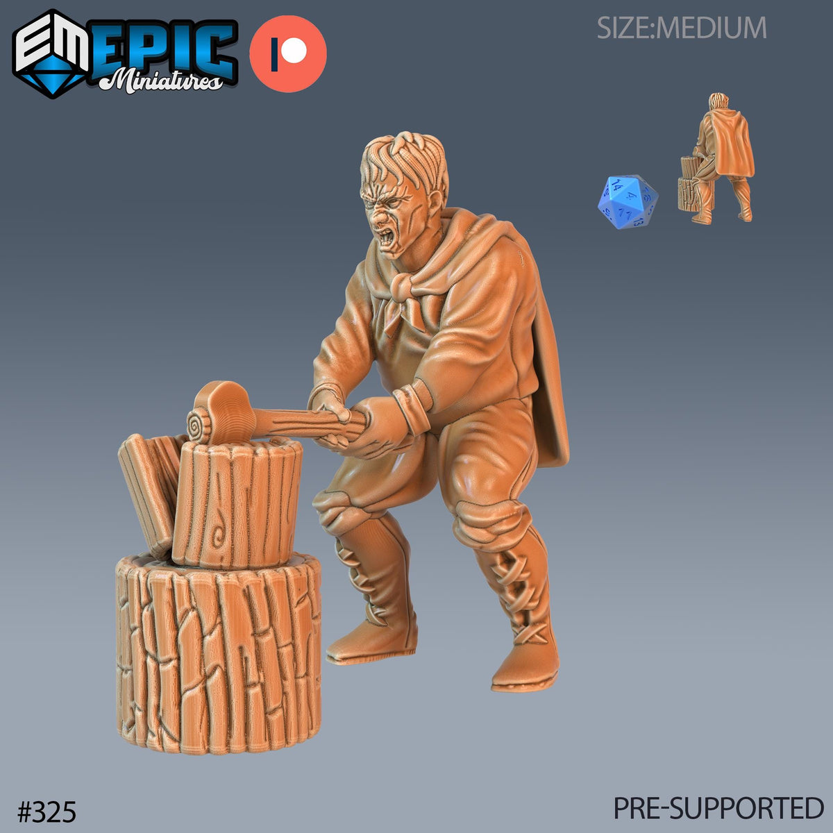 Villager Set of 16 DND Minis | Villager Collection | TTRPG | Blacksmith Innkeeper Waitress Farmer Huntress Shepherd Merchant Jester Priest Lumberjack front DND miniature  16k resin