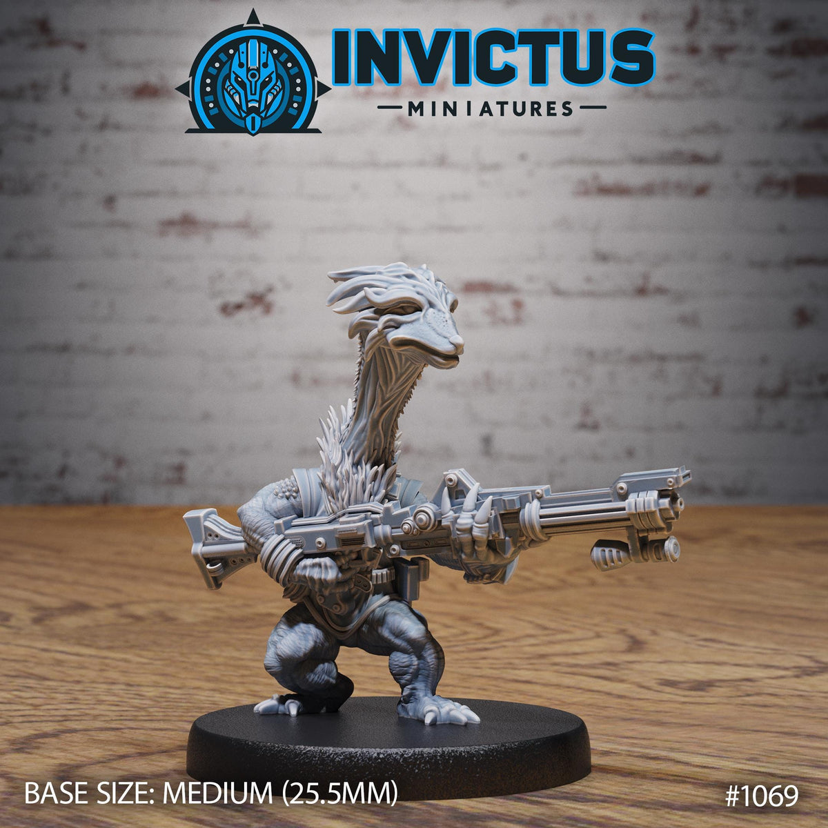 Longer Alien Army of 3 Option #1069 front DND miniature Forgotten Frontier 16k resin