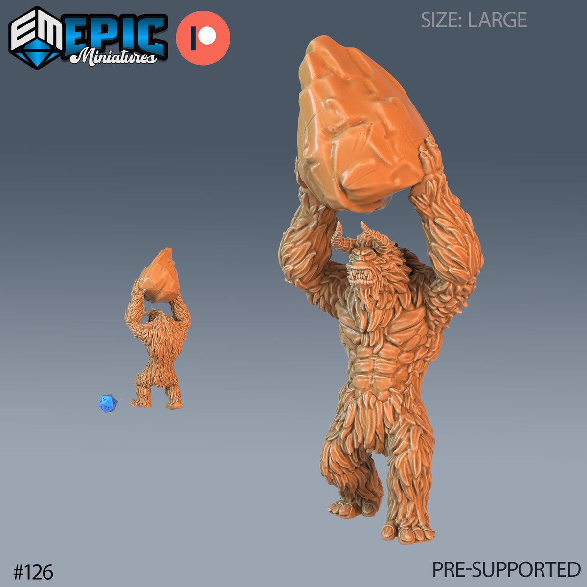 Yeti Set of 3 DND Minis | Arctic Nights Collection | TTRPG | Storm King's Thunder Netherdeep Option #126 front DND miniature  16k resin