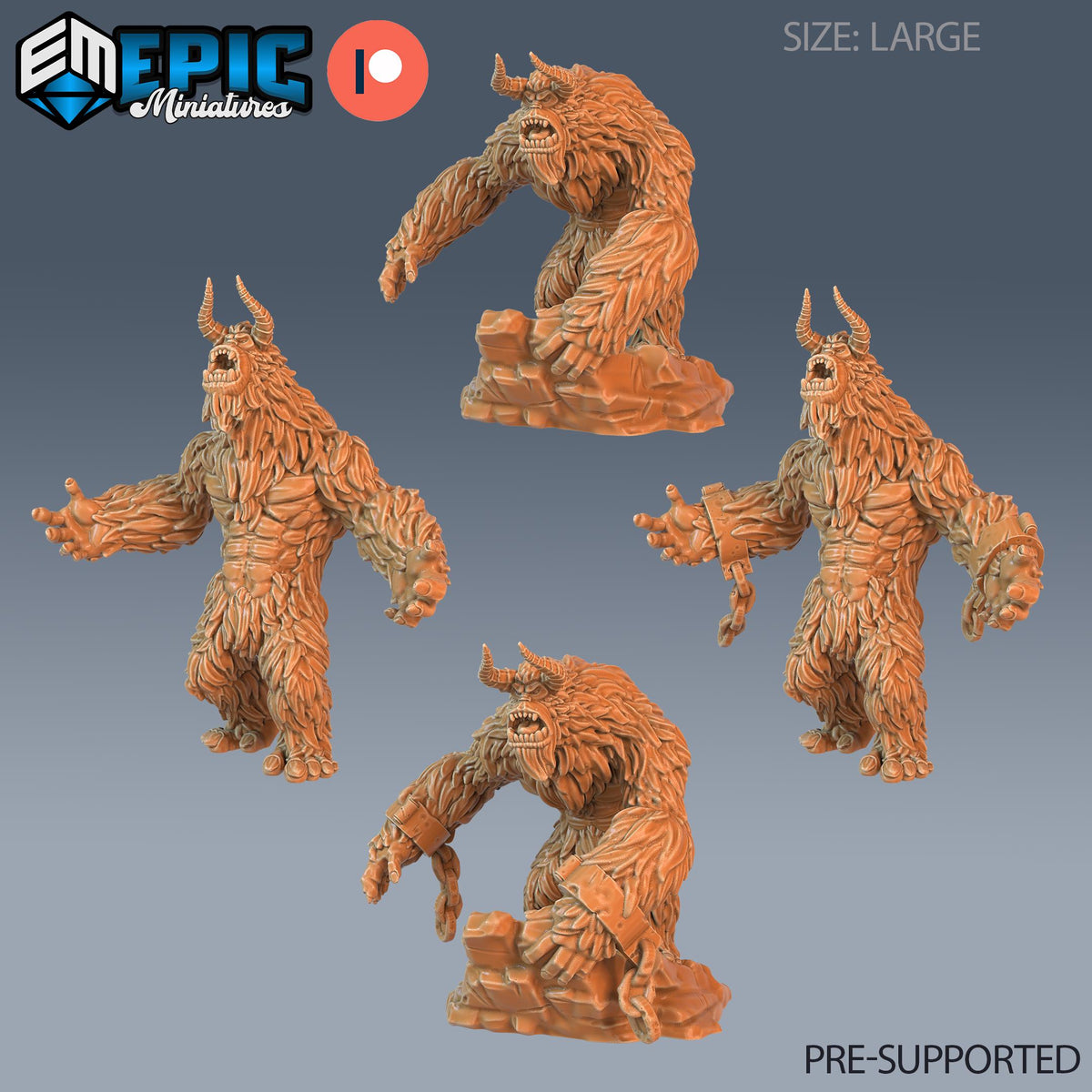 Yeti Set of 4 DND Minis | Arctic Nights Collection | TTRPG | Storm King's Thunder Netherdeep DND miniatures group photo