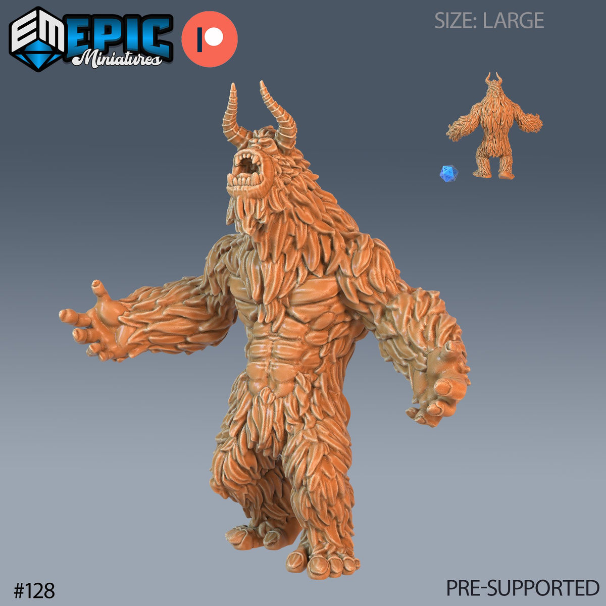Yeti Set of 4 DND Minis | Arctic Nights Collection | TTRPG | Storm King's Thunder Netherdeep Option #128 front DND miniature  16k resin