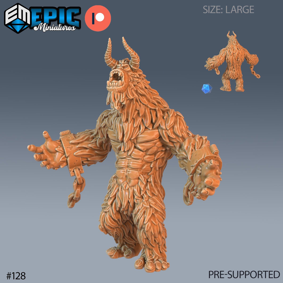 Yeti Set of 4 DND Minis | Arctic Nights Collection | TTRPG | Storm King's Thunder Netherdeep Option #128 (2) front DND miniature  16k resin