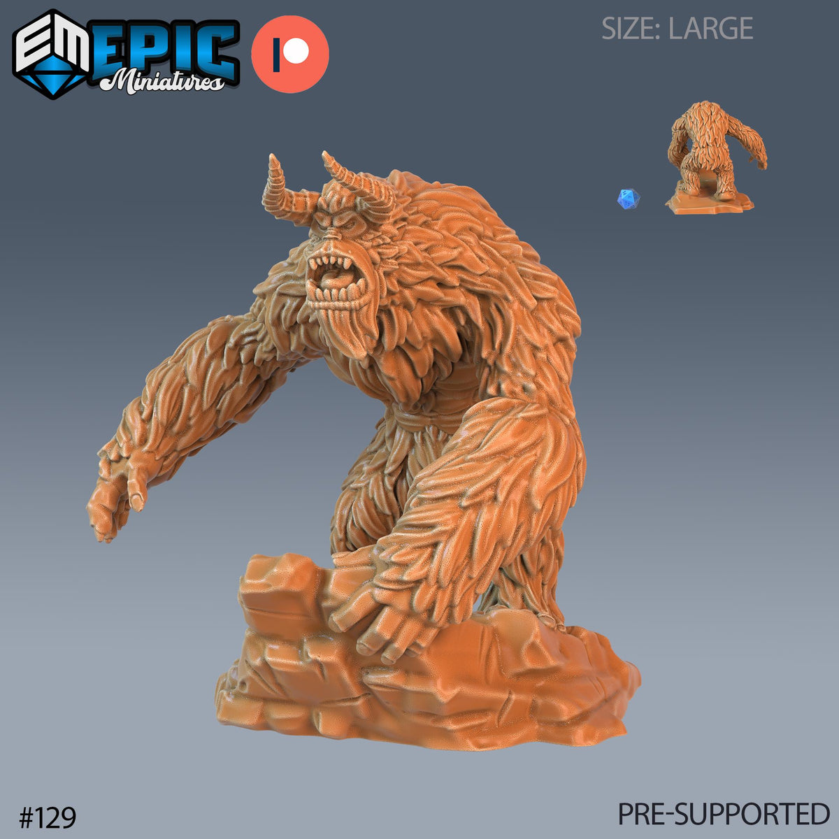 Yeti Set of 4 DND Minis | Arctic Nights Collection | TTRPG | Storm King's Thunder Netherdeep Option #129 front DND miniature  16k resin