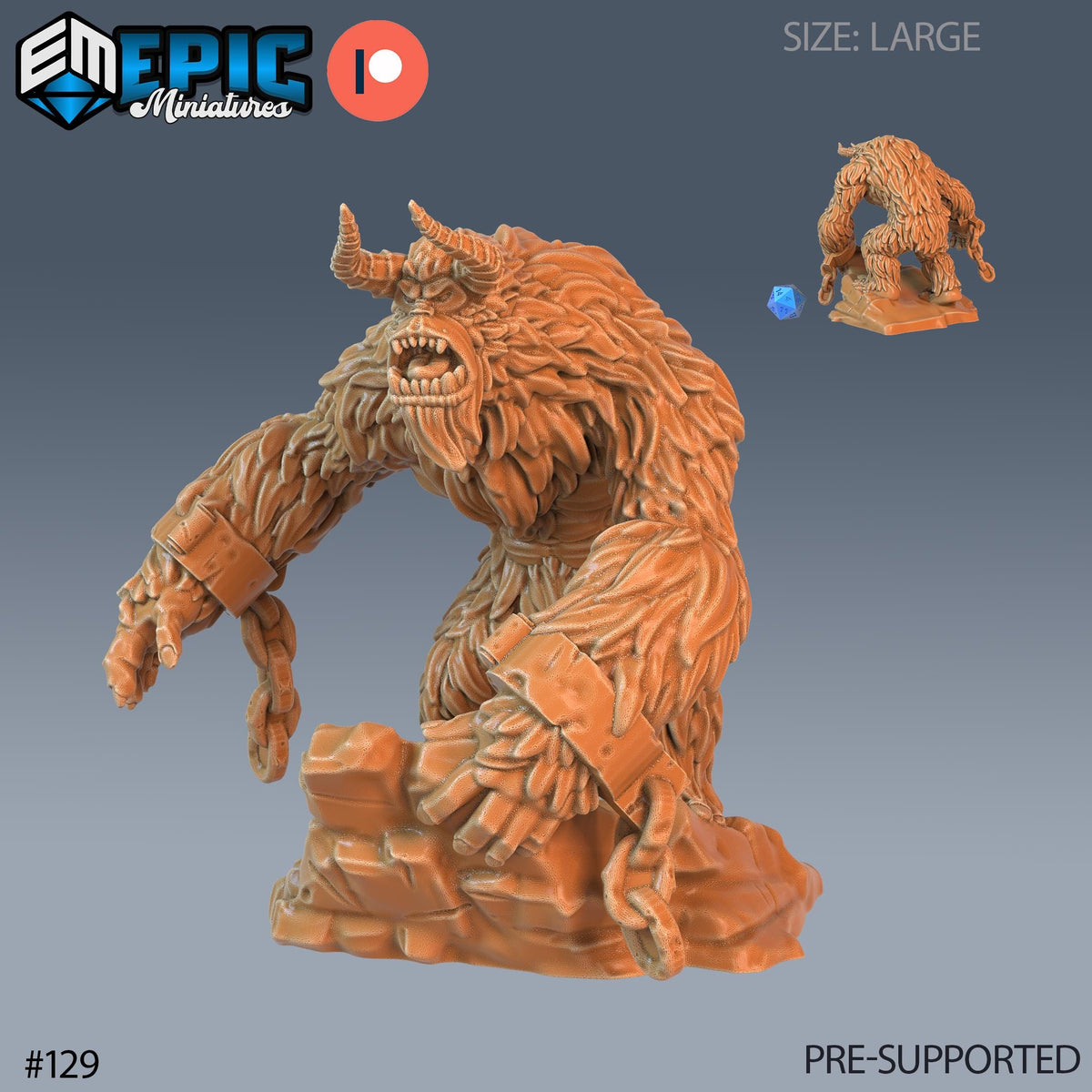 Yeti Set of 4 DND Minis | Arctic Nights Collection | TTRPG | Storm King's Thunder Netherdeep Option #129 (2) front DND miniature  16k resin