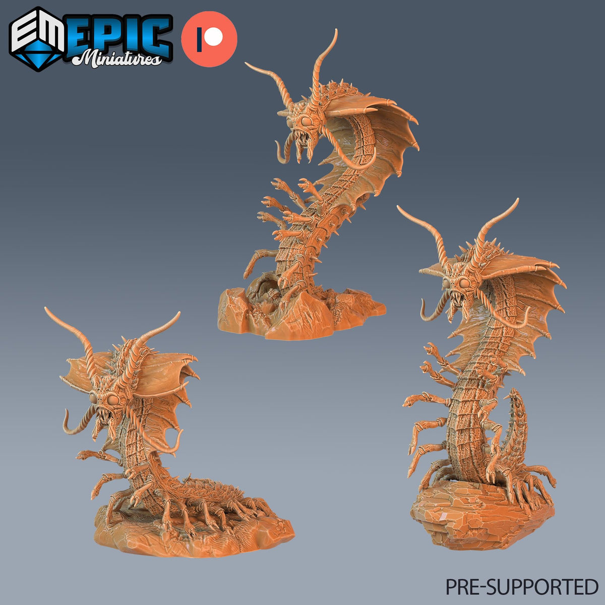 Remorhaz Set of 3 DND Minis | Arctic Nights Collection | TTRPG | Storm King's Thunder Netherdeep | Adult Young DND miniatures group photo
