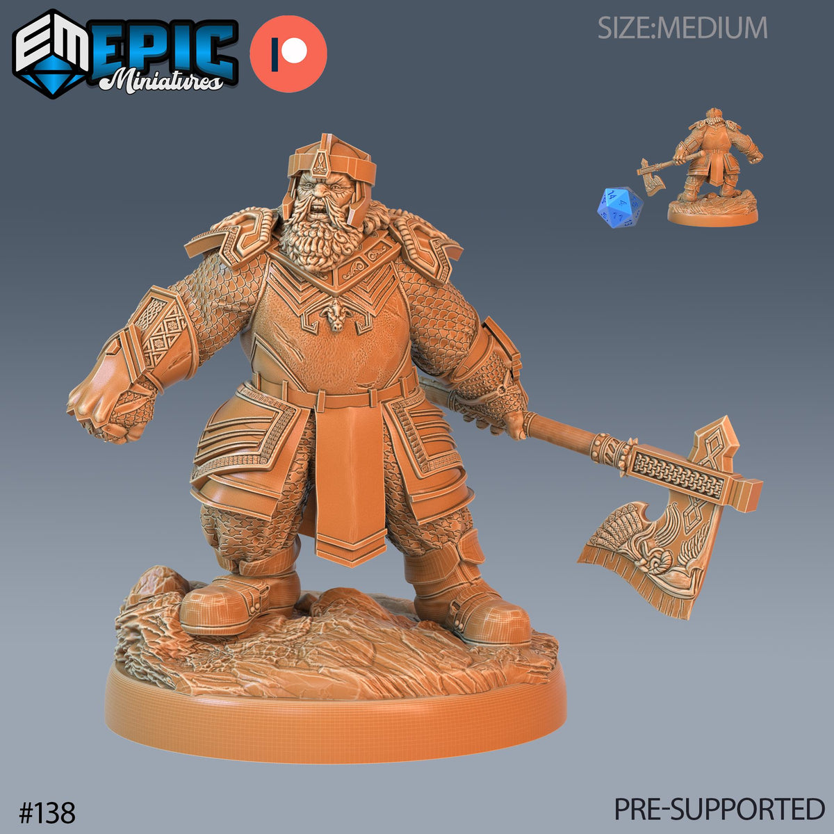 Nordic Dwarf Set of 4 DND Minis | Arctic Nights Collection | TTRPG | Storm King's Thunder Netherdeep | Cavalry Hammer Mace Axe Boar Option #138 front DND miniature  16k resin