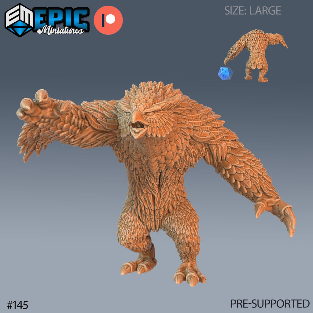 Owlbear Set of 4 DND Minis | Arctic Nights Collection | TTRPG | Storm King's Thunder Netherdeep | Hug Attack Option #145 front DND miniature  16k resin