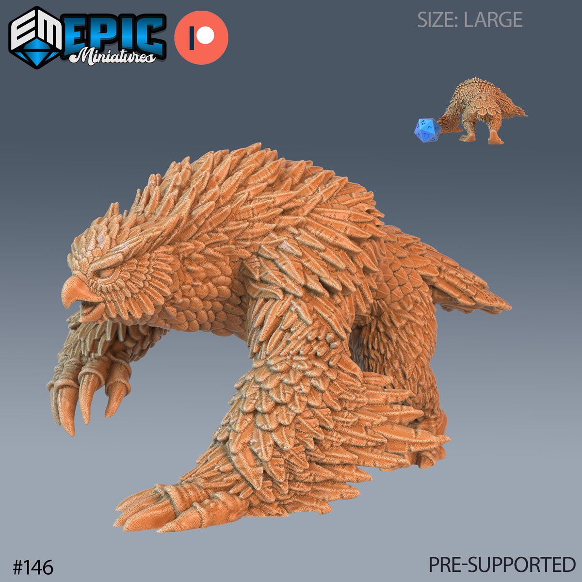Owlbear Set of 4 DND Minis | Arctic Nights Collection | TTRPG | Storm King's Thunder Netherdeep | Hug Attack Option #146 front DND miniature  16k resin