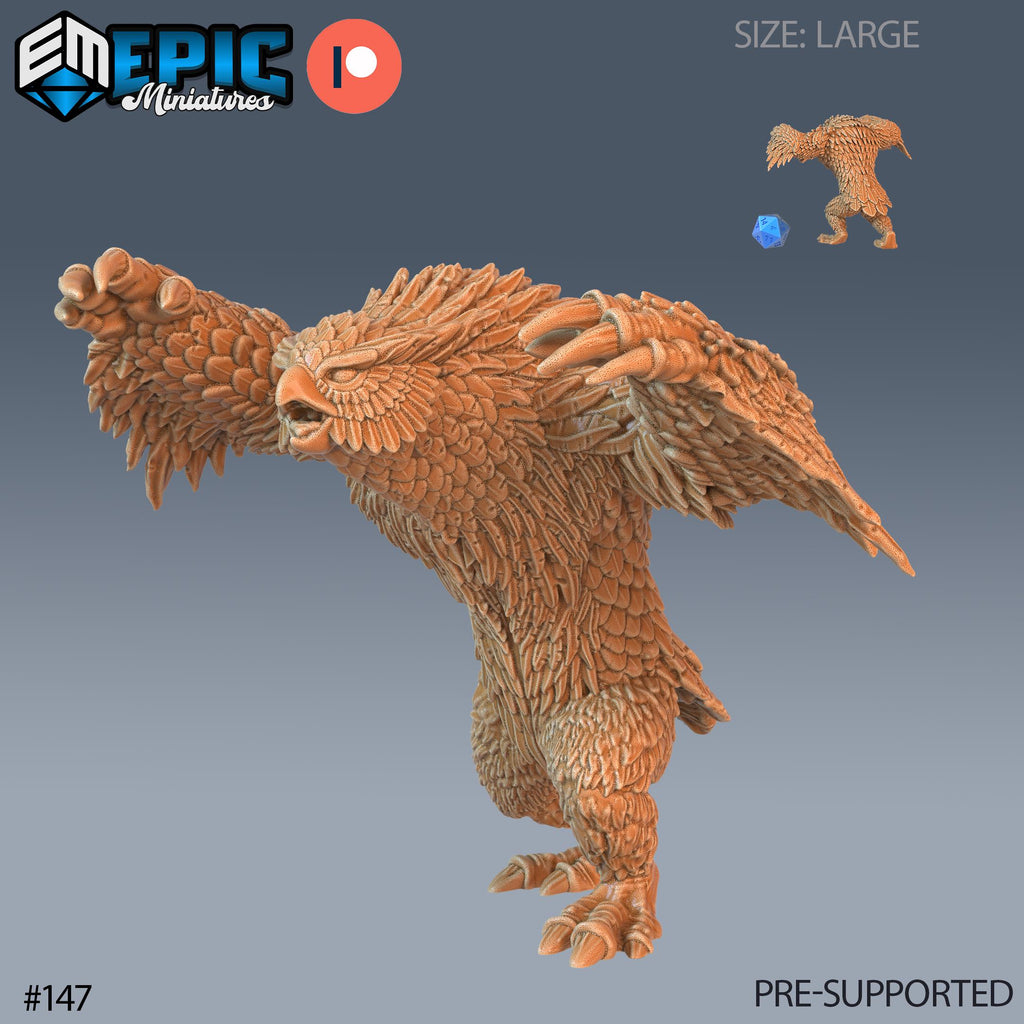 Owlbear Set of 4 DND Minis | Arctic Nights Collection | TTRPG | Storm King's Thunder Netherdeep | Hug Attack Option #147 front DND miniature  16k resin