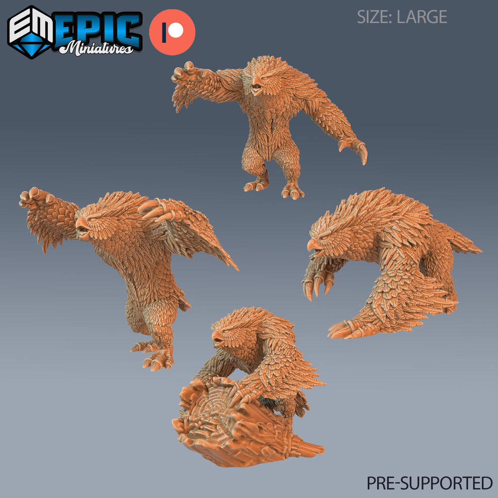 Owlbear Set of 4 DND Minis | Arctic Nights Collection | TTRPG | Storm King's Thunder Netherdeep | Hug Attack DND miniatures group photo