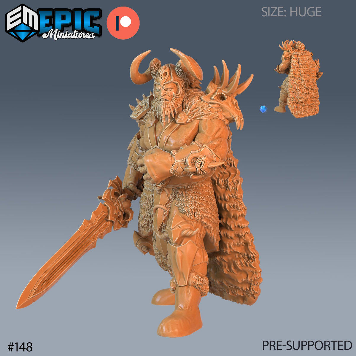 Frost Giant Set of 4 DND Minis | Arctic Nights Collection | TTRPG | Storm King's Thunder Netherdeep | Chief Option #148 front DND miniature  16k resin