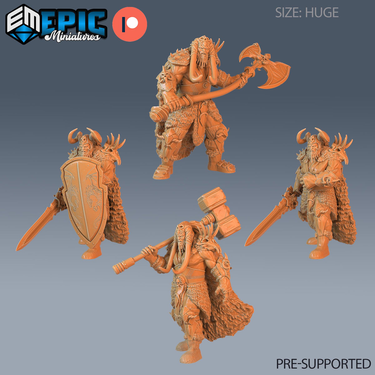 Frost Giant Set of 4 DND Minis | Arctic Nights Collection | TTRPG | Storm King's Thunder Netherdeep | Chief DND miniatures group photo