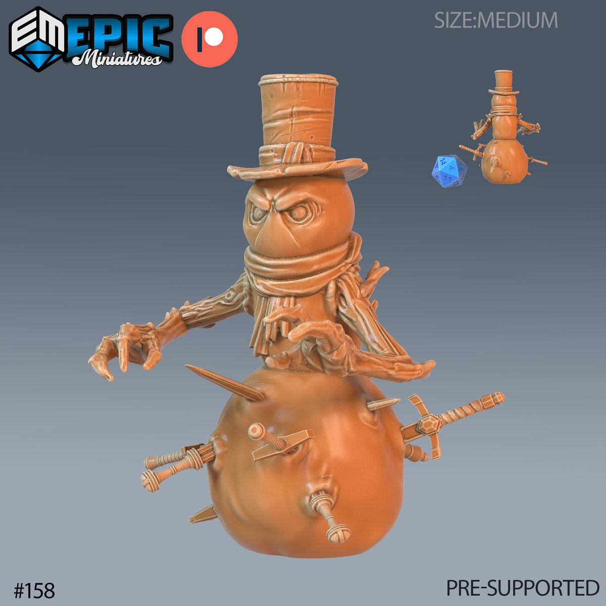 Animated Snowman Set of 3 DND Minis | Arctic Nights Collection | TTRPG | Storm King's Thunder Netherdeep | Option #158 front DND miniature  16k resin