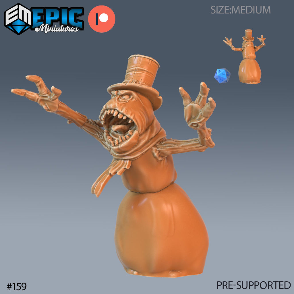Animated Snowman Set of 3 DND Minis | Arctic Nights Collection | TTRPG | Storm King's Thunder Netherdeep | Option #159 front DND miniature  16k resin