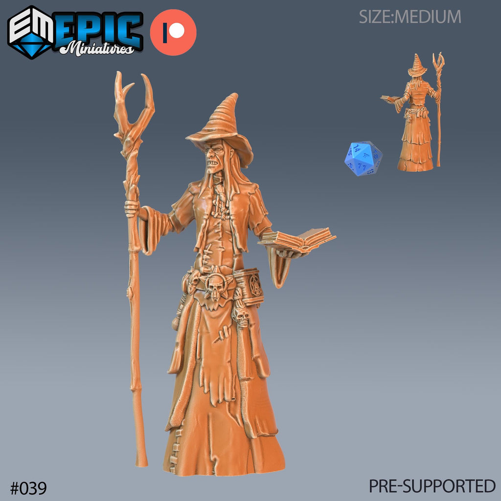 Green Hag Set of 4 DND Minis | Corrupted Forest Collection | TTRPG | Beyond Witchlight Prismeer Feywild Hourglass Coven Spellbook Cauldron Option #039 front DND miniature  16k resin