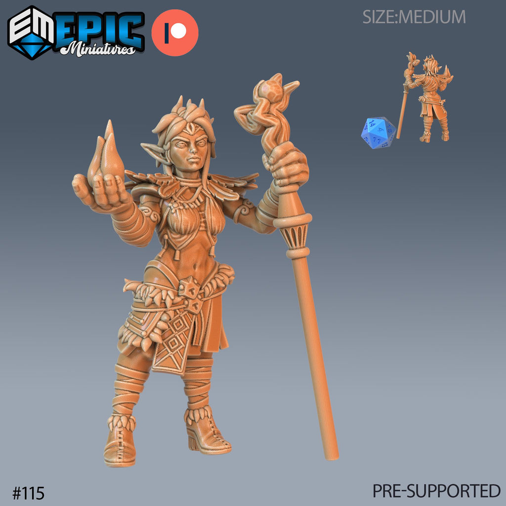 Elf Set of 4 DND Minis | Elves and Goblins Collection | TTRPG | Icespire Witchlight | Paladin Druid Rogue Ranger Druid front DND miniature  16k resin