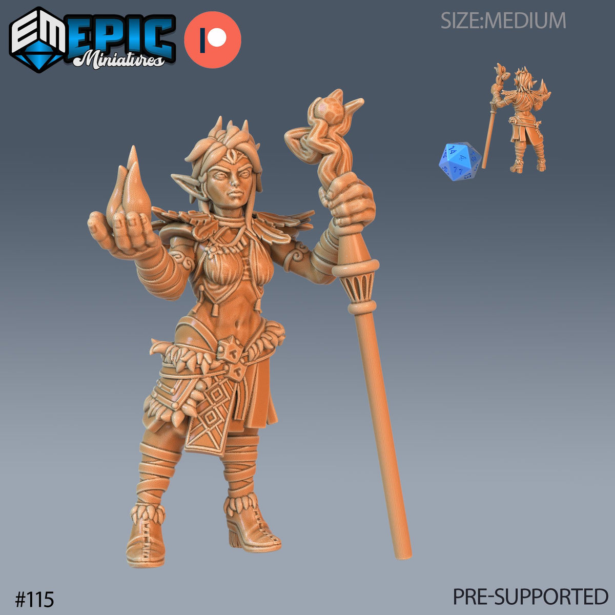 Elf Set of 4 DND Minis | Elves and Goblins Collection | TTRPG | Icespire Witchlight | Paladin Druid Rogue Ranger Druid front DND miniature  16k resin