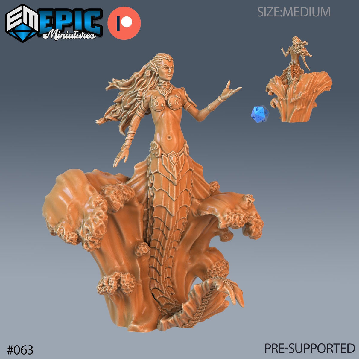 Siren Set of 3 DND Minis | Endless Depth Collection | TTRPG | Warrior Sorceress Sea Nautical Ocean Chult Sahuagin Crushing Wave Maelstrom Option #063 front DND miniature  16k resin
