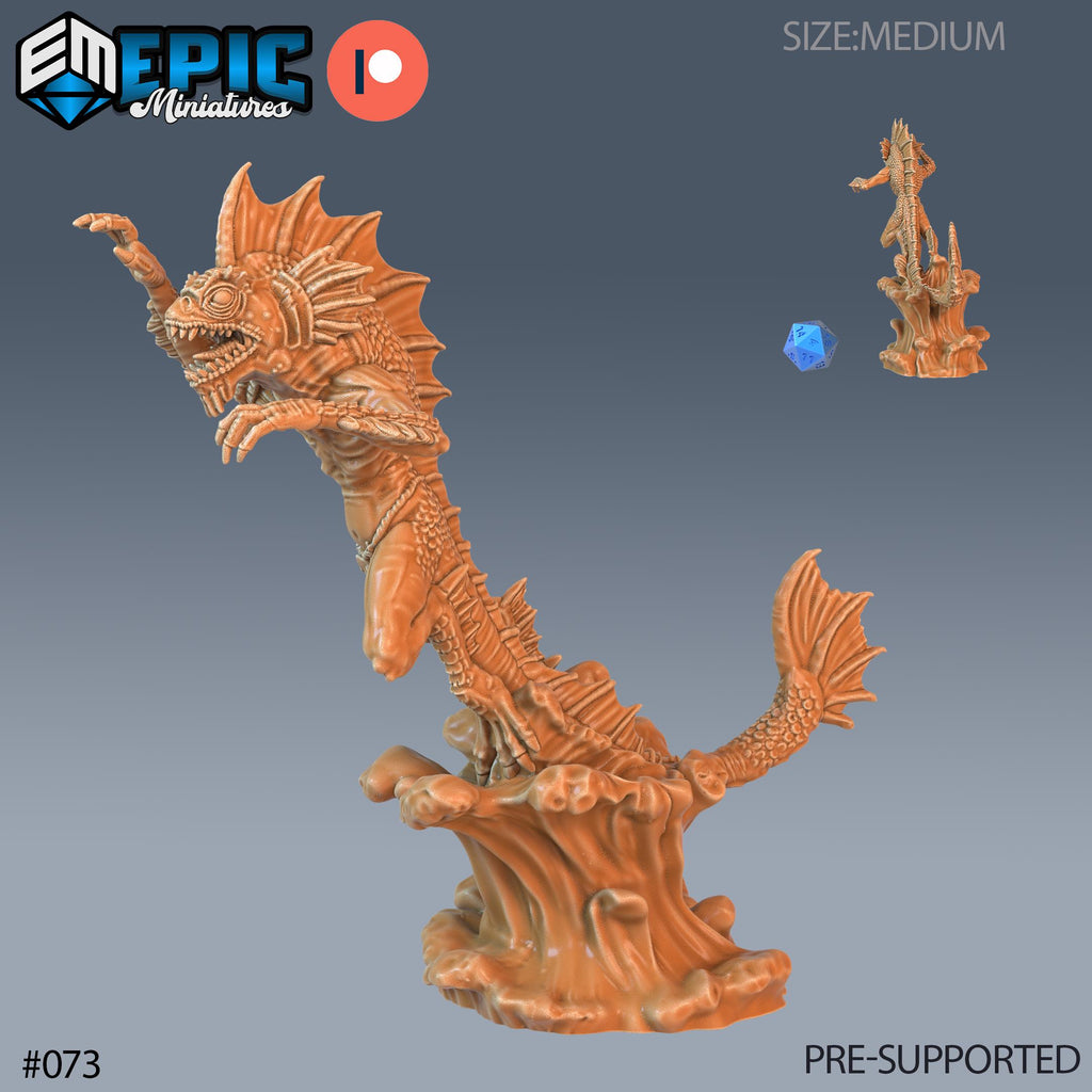 Fishfolk Set of 4 DND Minis | Endless Depth Collection | TTRPG | Sea Nautical Ocean Chult Sahuagin Crushing Wave Maelstrom Rider Trident Option #073 front DND miniature  16k resin