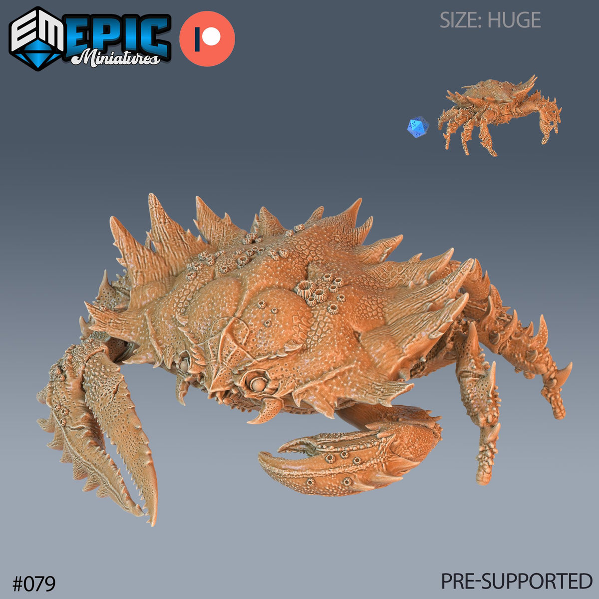 Giant Crab Set of 3 DND Minis | Endless Depth Collection | TTRPG | Sea Nautical Ocean Chult Sahuagin Crushing Wave Maelstrom Coral Option #079 front DND miniature  16k resin