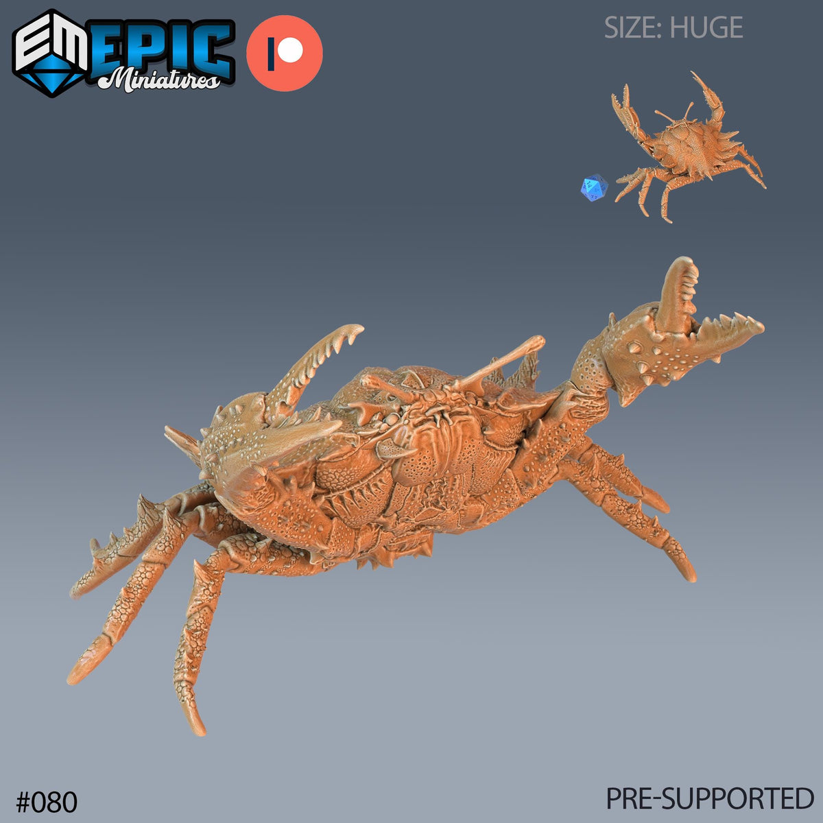 Giant Crab Set of 3 DND Minis | Endless Depth Collection | TTRPG | Sea Nautical Ocean Chult Sahuagin Crushing Wave Maelstrom Coral Option #080 front DND miniature  16k resin