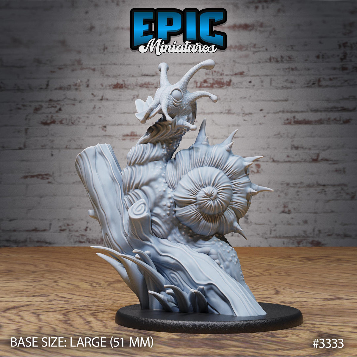 Giant Jungle Snail Option #3333 front DND miniature Insectoid Jungle 16k resin