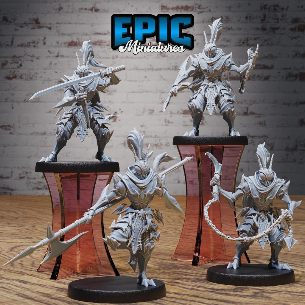 Ninja Insect Warrior Set of 4 DND miniatures group photo Insectoid Jungle