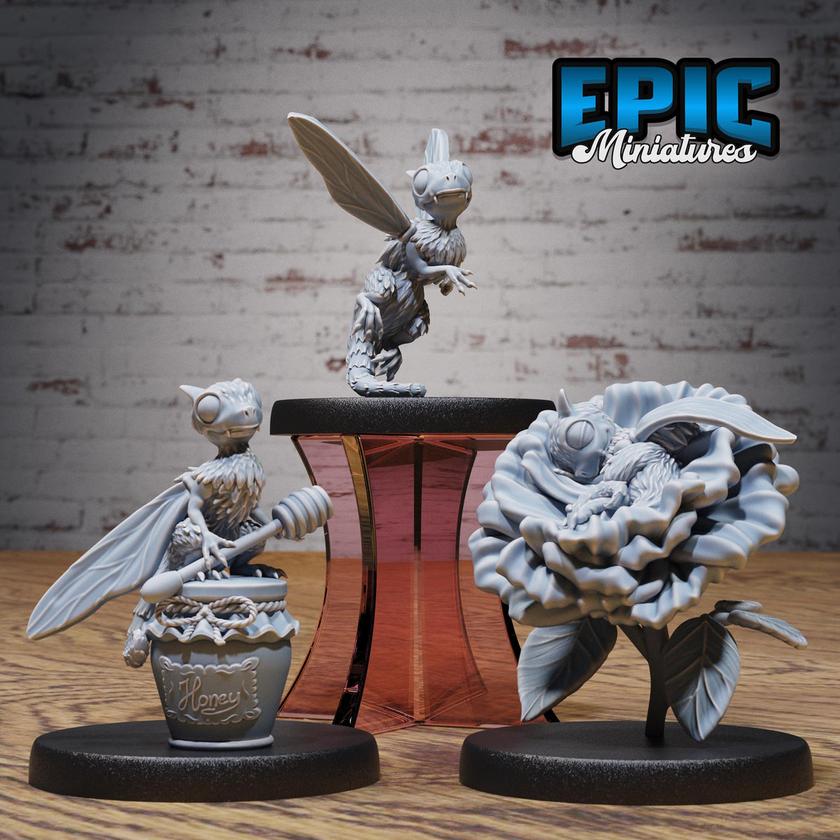Beegon Wyrmling Set of 3 DND miniatures group photo Insectoid Jungle