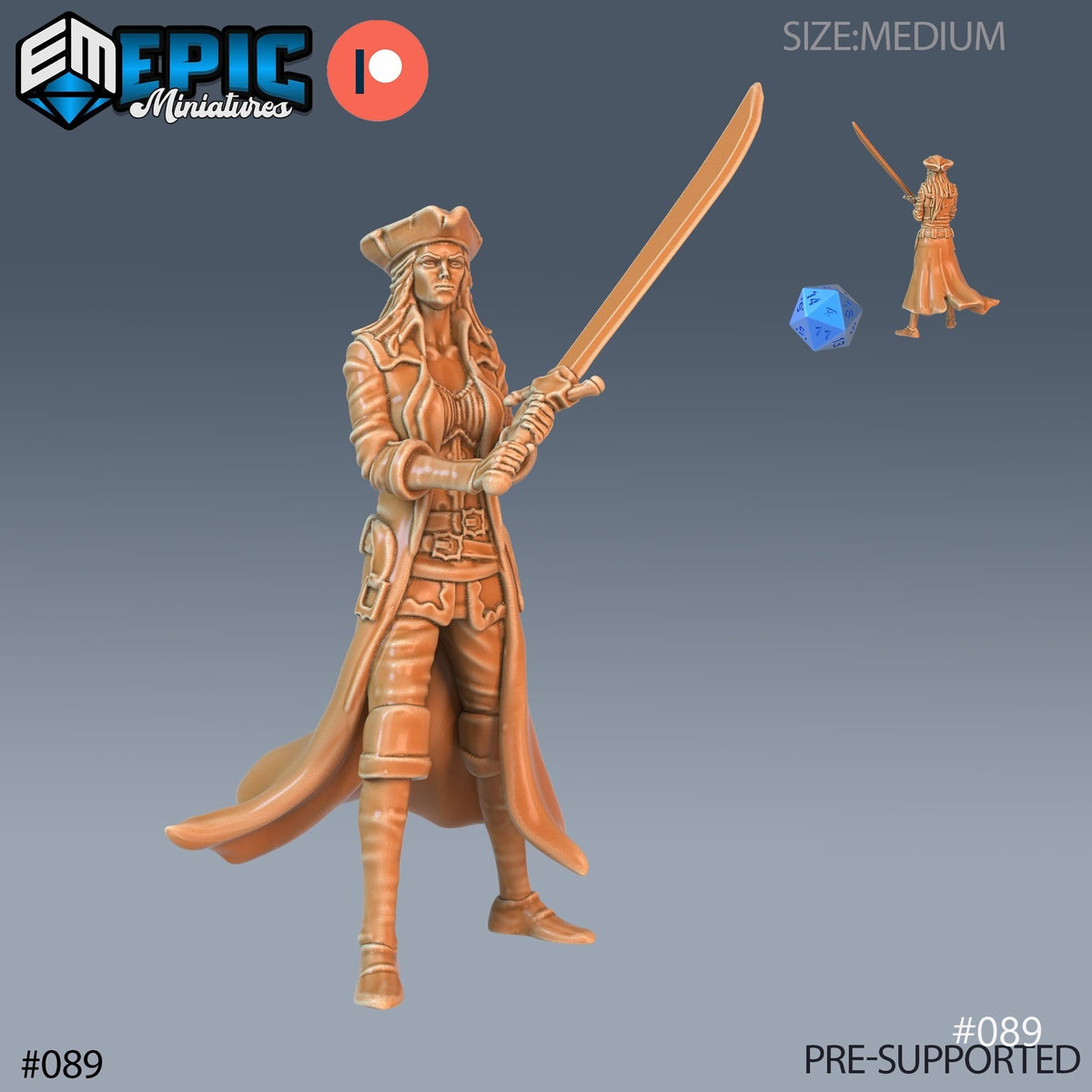 Pirate Quartermaster Set of 3 DND Minis | Pirates Voyage Collection | TTRPG | Swashbuckling Nautical Heist Skullport Jahaka Spelljammer Option #089 front DND miniature  16k resin