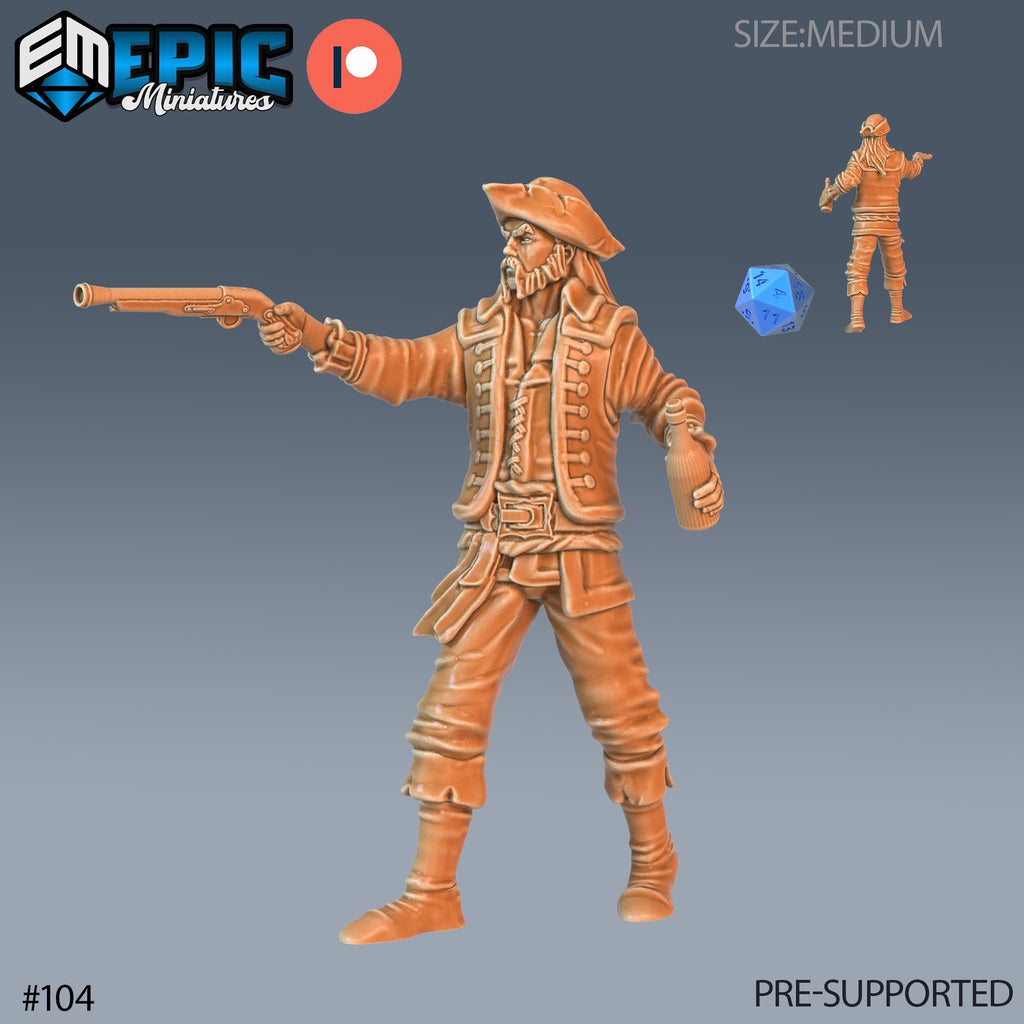 Pirate Marauder Set of 3 DND Minis | Pirates Voyage Collection | TTRPG | Swashbuckling Nautical Heist Skullport Jahaka Spelljammer Option #104 front DND miniature  16k resin