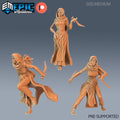 Vizier's Assassin Set of 3 DND Minis | Mythical Desert Collection | TTRPG | Athas Al Qadim Osirion Oasis Wastes | Female Dagger DND miniatures group photo