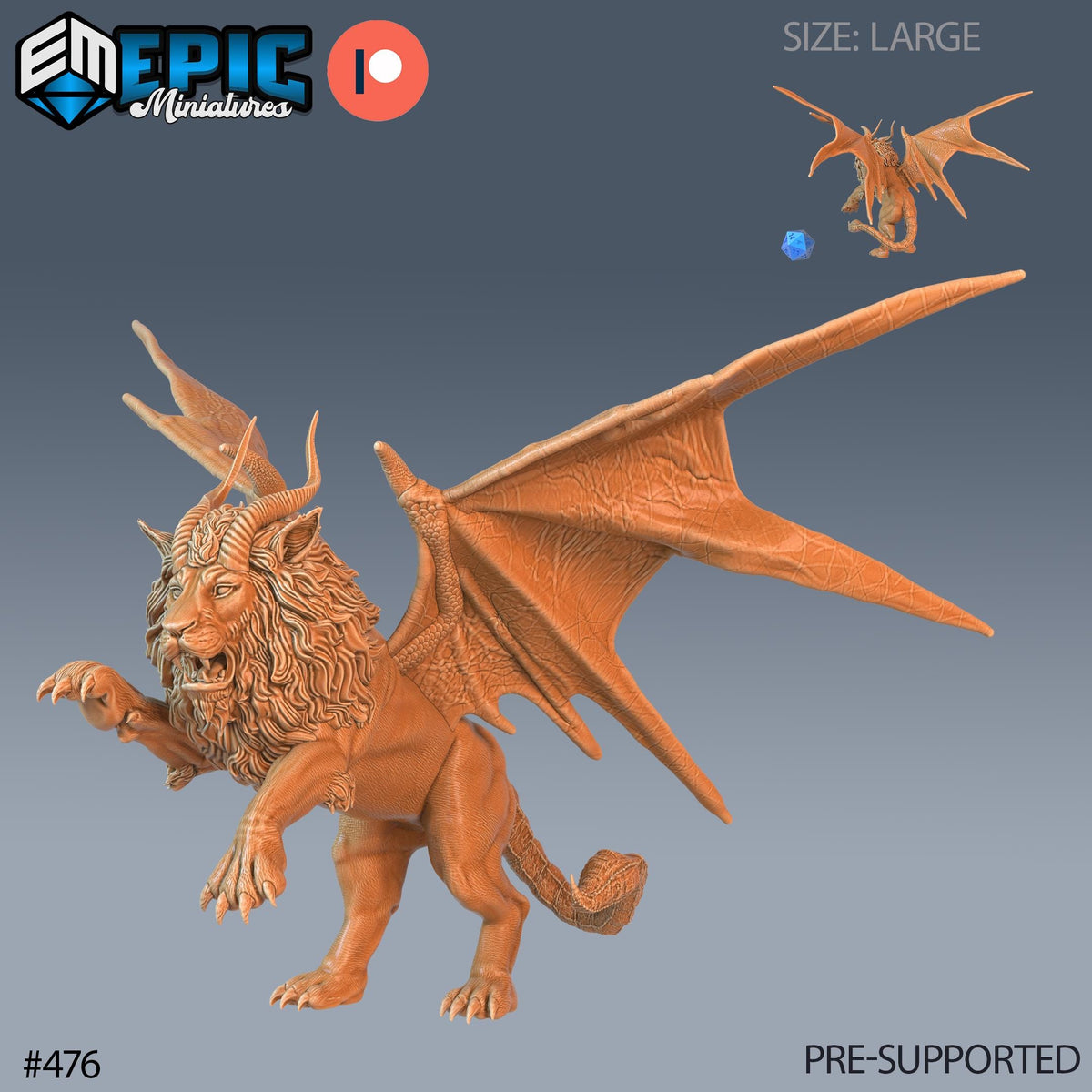 Manticore Set of 3 DND Minis | Mythical Desert Collection | TTRPG | Athas Al Qadim Osirion Oasis Wastes | Attacking Running Option #476 front DND miniature  16k resin