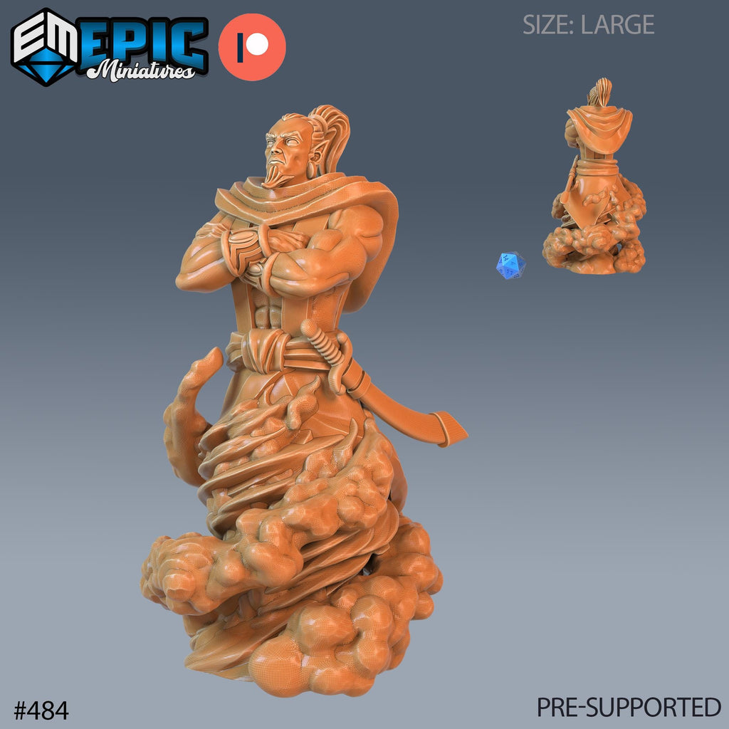 Djinni Set of 3 DND Minis | Mythical Desert Collection | TTRPG | Athas Al Qadim Osirion Oasis Wastes | Genie Magic Saber Sword Option #484 front DND miniature  16k resin