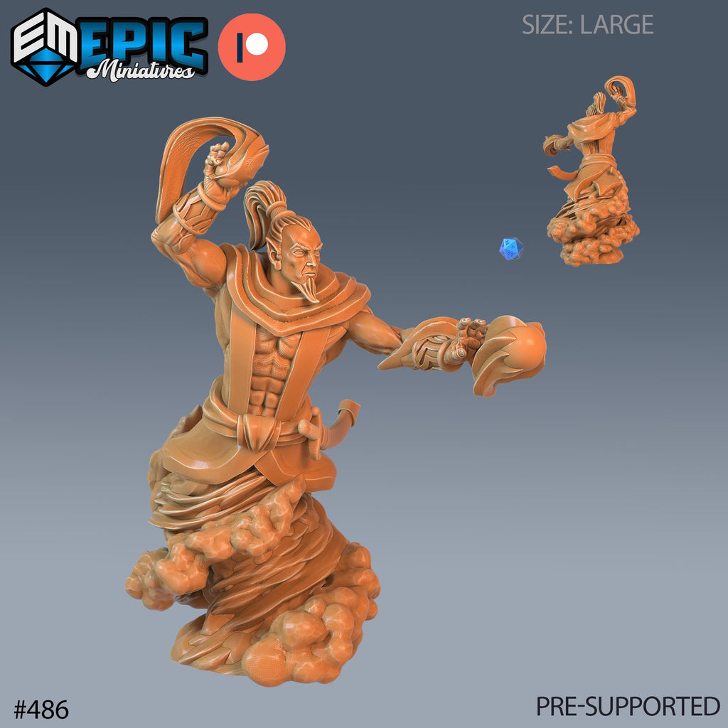 Djinni Set of 3 DND Minis | Mythical Desert Collection | TTRPG | Athas Al Qadim Osirion Oasis Wastes | Genie Magic Saber Sword Option #486 front DND miniature  16k resin