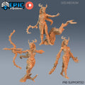 Dryad Set of 3 DND Minis | Fey Woods Collection | TTRPG | Barovia Wildemount Exandria Corrupted Kingmaker Folklore | Transform Bow Nature DND miniatures group photo