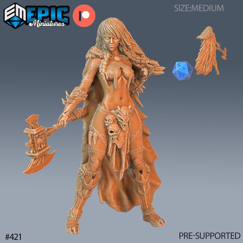 Amazon Set of 3 DND Minis | Fey Woods Collection | TTRPG Barovia Wildemount Exandria Corrupted Kingmaker Folklore Warrior Archer Spearwoman Option #421 front DND miniature  16k resin