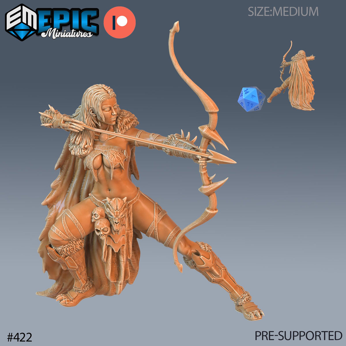 Amazon Set of 3 DND Minis | Fey Woods Collection | TTRPG Barovia Wildemount Exandria Corrupted Kingmaker Folklore Warrior Archer Spearwoman Option #422 front DND miniature  16k resin