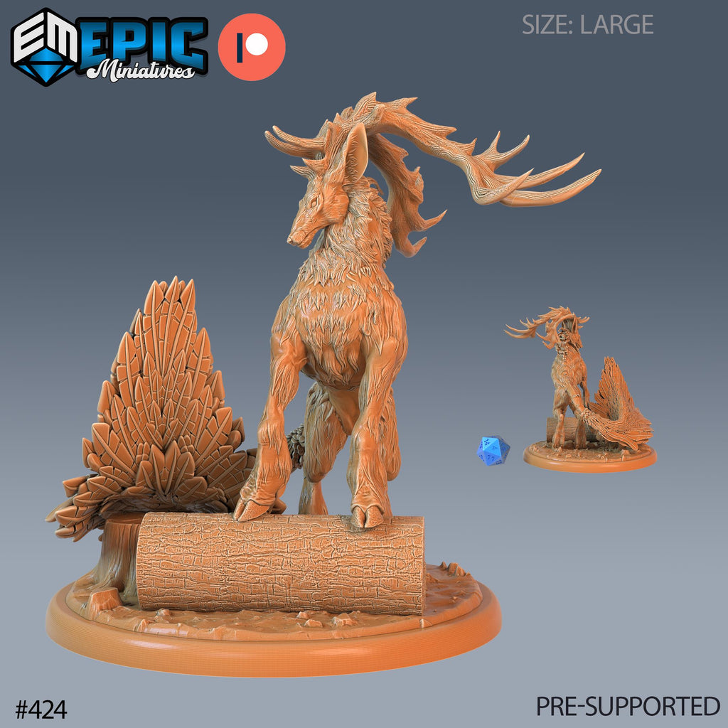 Deer King Set of 3 DND Minis | Fey Woods Collection | TTRPG | Barovia Wildemount Exandria Corrupted Kingmaker Folklore | Mount Option #424 front DND miniature  16k resin