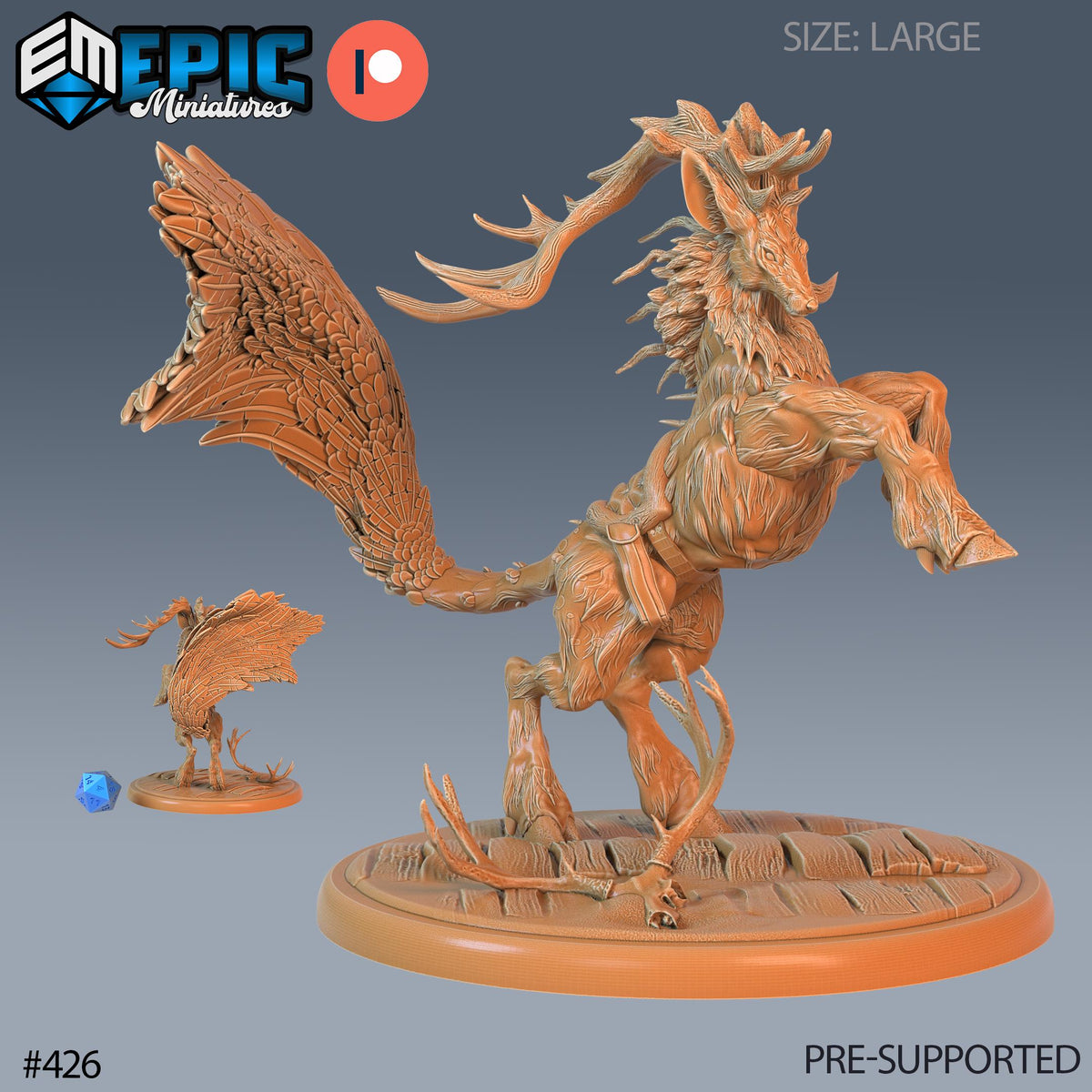 Deer King Set of 3 DND Minis | Fey Woods Collection | TTRPG | Barovia Wildemount Exandria Corrupted Kingmaker Folklore | Mount Option #426 front DND miniature  16k resin
