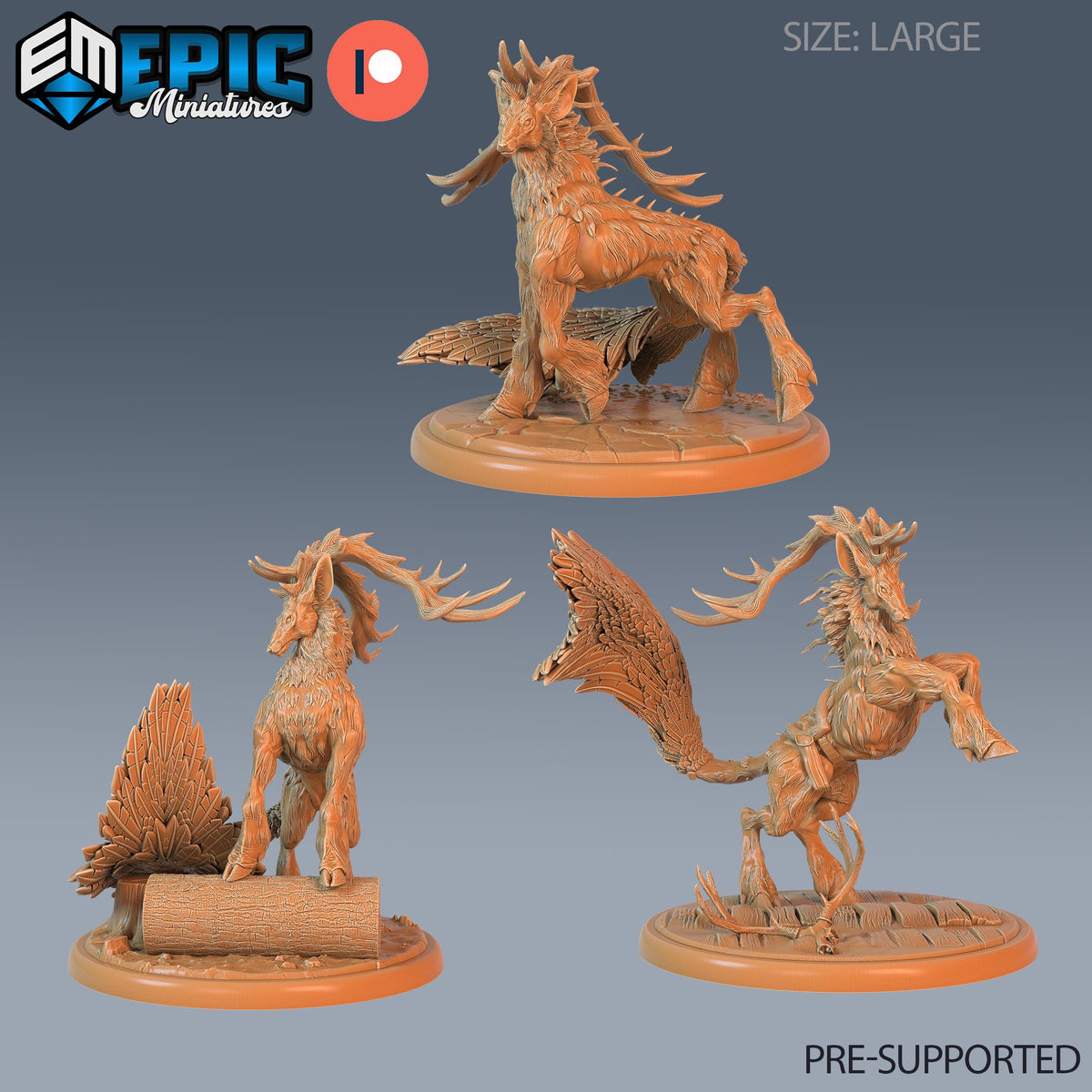 Deer King Set of 3 DND Minis | Fey Woods Collection | TTRPG | Barovia Wildemount Exandria Corrupted Kingmaker Folklore | Mount DND miniatures group photo