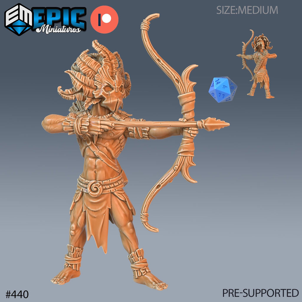Forest Gnome Set of 5 DND Minis | Fey Woods Collection TTRPG Barovia Wildemount Exandria Corrupted Kingmaker Folklore Panther Archer Warrior Option #440 front DND miniature  16k resin