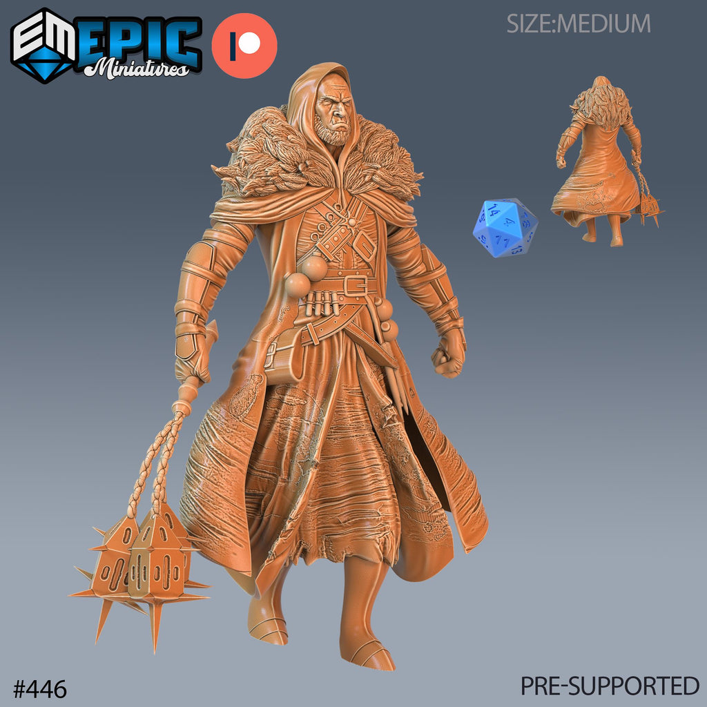 Half Orc Witch Hunter Set of 3 DND Minis | Fey Woods Collection | TTRPG Barovia Wildemount Exandria Corrupted Kingmaker Folklore Sword Mace Option #446 front DND miniature  16k resin