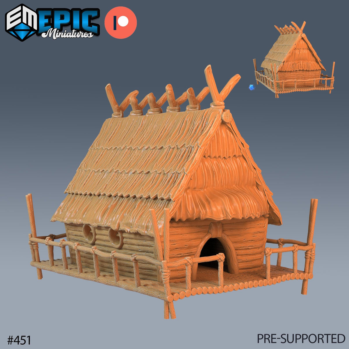 Baba Yaga Hut Set of 2 DND Minis | Fey Woods Collection | TTRPG | Barovia Wildemount Exandria Corrupted Kingmaker Folklore | Chicken Legs Walking Hut front DND miniature  16k resin