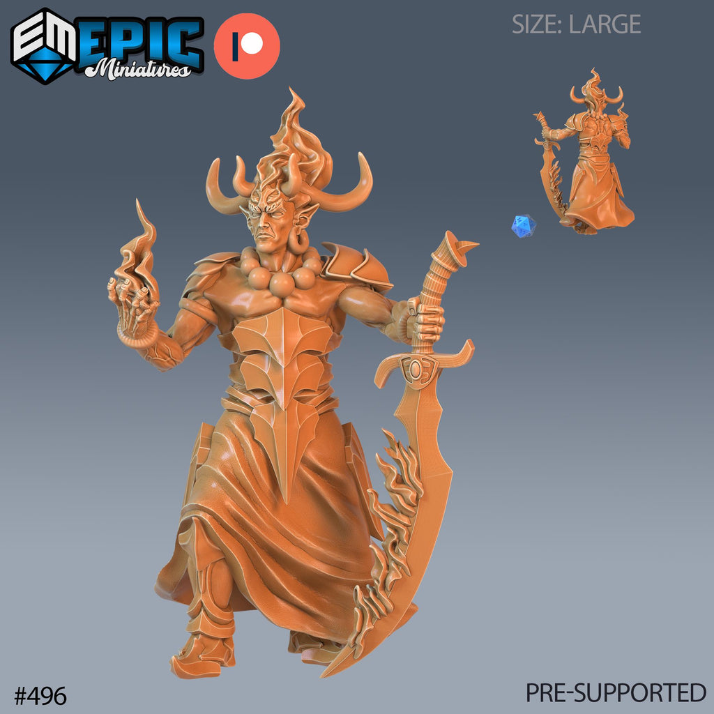 Efreeti Set of 3 DND Minis | Inferno Island Collection | TTRPG | Nautical Pirate Sea Ocean Chult Coast Firefinger Caribbean Netherdeep Option #496 front DND miniature  16k resin