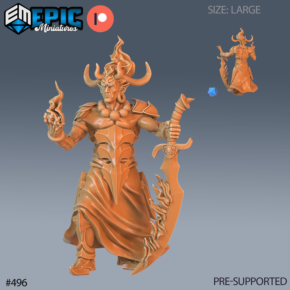 Efreeti Set of 3 DND Minis | Inferno Island Collection | TTRPG | Nautical Pirate Sea Ocean Chult Coast Firefinger Caribbean Netherdeep Option #496 front DND miniature  16k resin