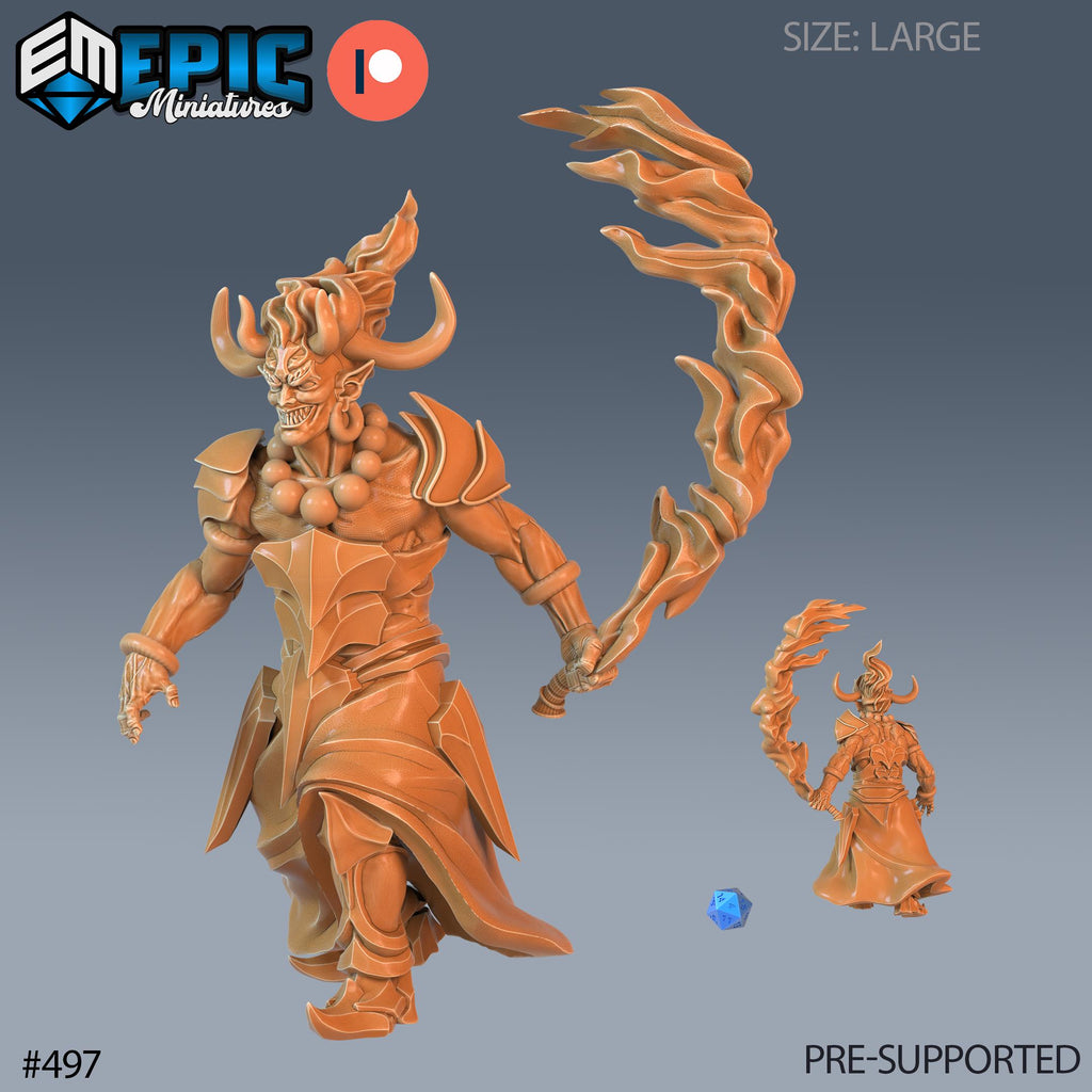 Efreeti Set of 3 DND Minis | Inferno Island Collection | TTRPG | Nautical Pirate Sea Ocean Chult Coast Firefinger Caribbean Netherdeep Option #497 front DND miniature  16k resin